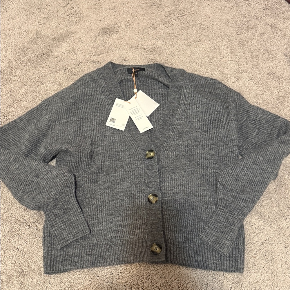 Quince Charcoal Button-Up Cardigan NWT